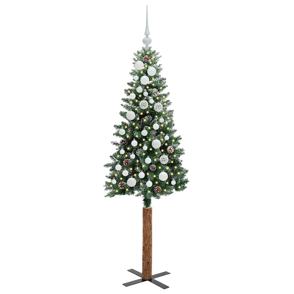 Slim Christmas Tree with 150 LEDs Green and White 150 cm