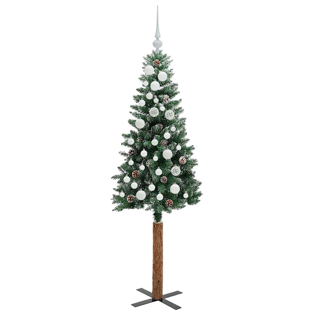 Slim Christmas Tree with 150 LEDs Green and White 150 cm