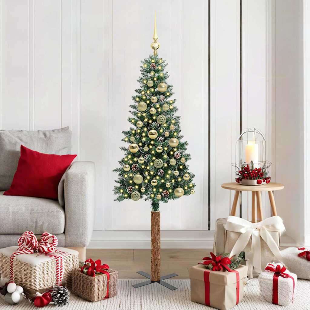 Slim Christmas Tree with 150 LEDs Green and White 150 cm