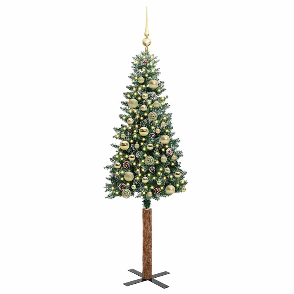 Slim Christmas Tree with 150 LEDs Green and White 150 cm