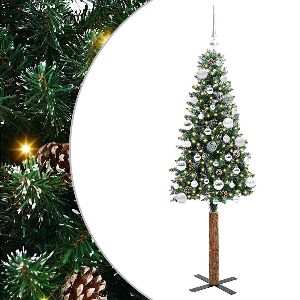 Slim Christmas Tree with 150 LEDs Green and White 150 cm