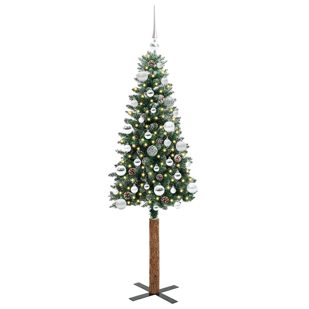Slim Christmas Tree with 150 LEDs Green and White 150 cm
