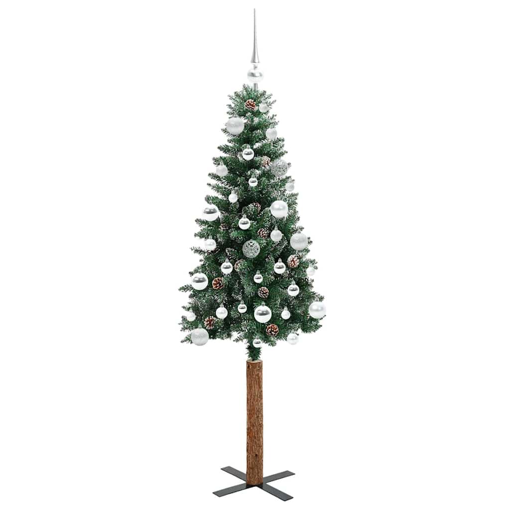 Slim Christmas Tree with 150 LEDs Green and White 150 cm