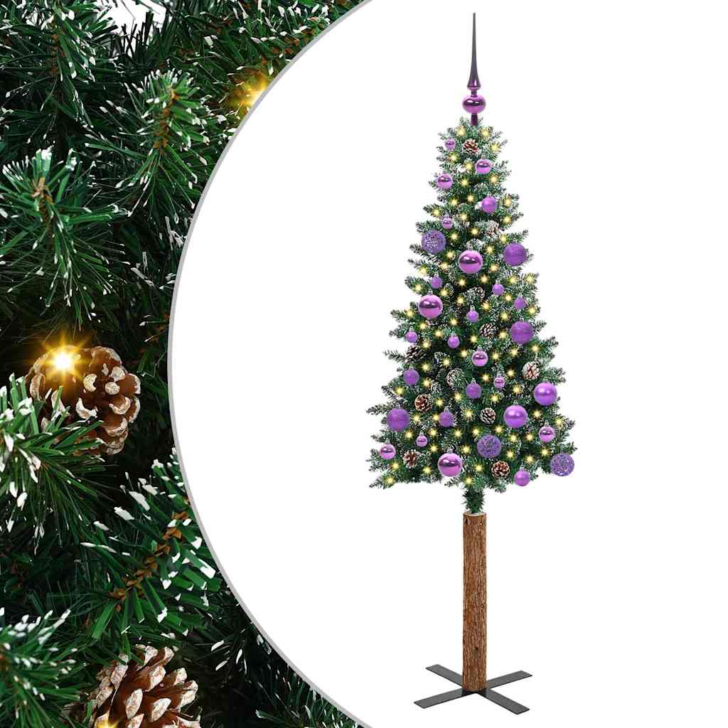 Slim Christmas Tree with 150 LEDs Green and White 150 cm