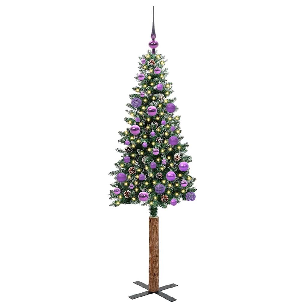 Slim Christmas Tree with 150 LEDs Green and White 150 cm