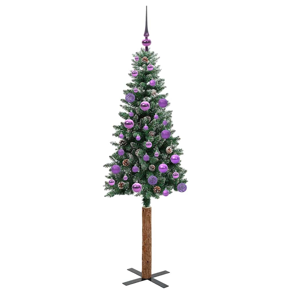 Slim Christmas Tree with 150 LEDs Green and White 150 cm
