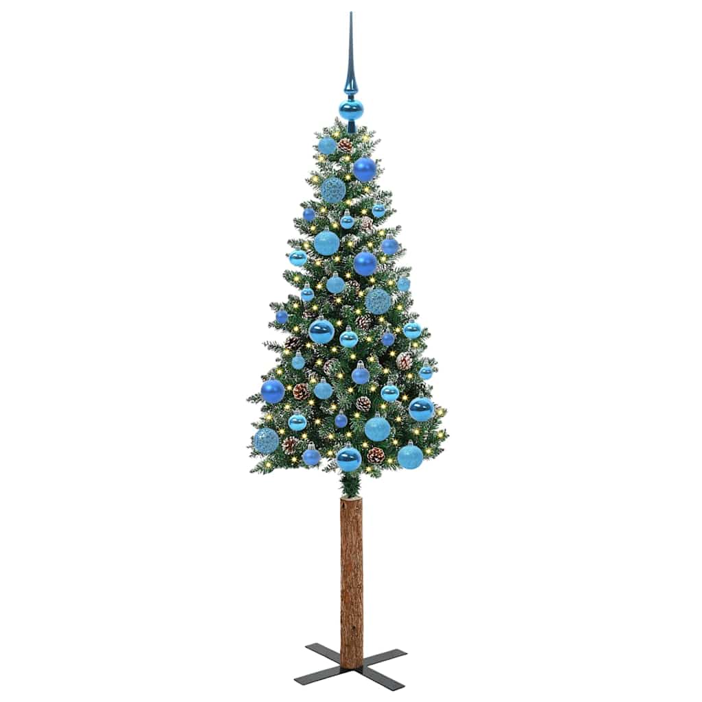 Slim Christmas Tree with 150 LEDs Green and White 150 cm