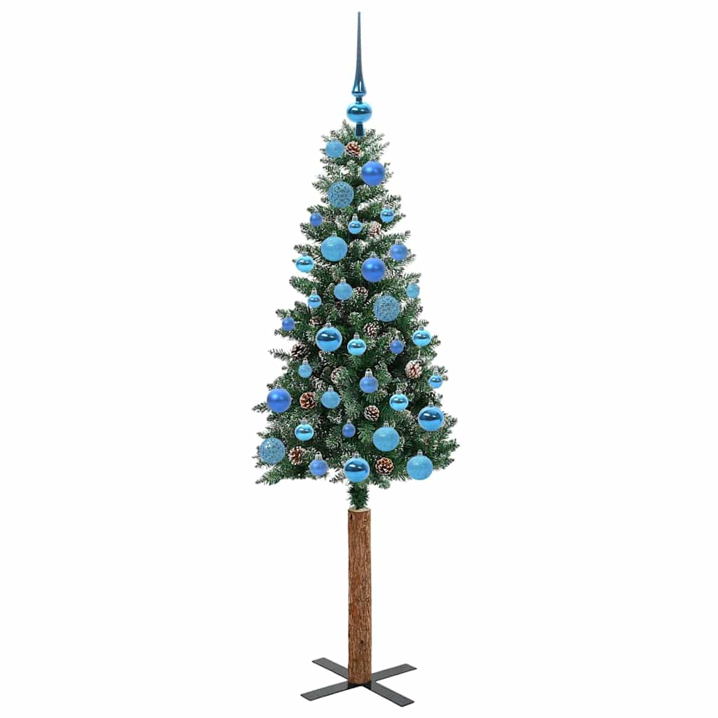 Slim Christmas Tree with 150 LEDs Green and White 150 cm