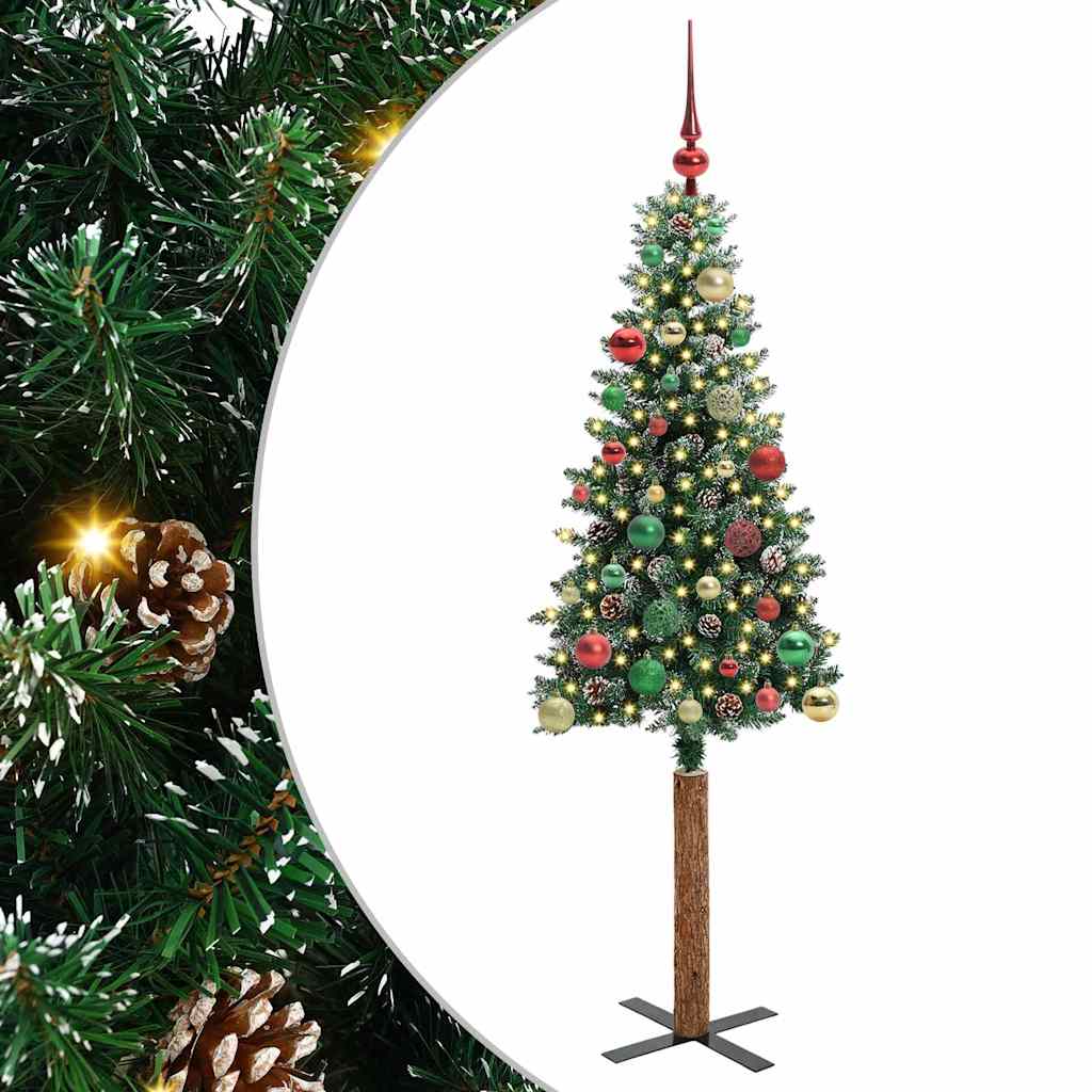 Slim Christmas Tree with 150 LEDs Green and White 150 cm