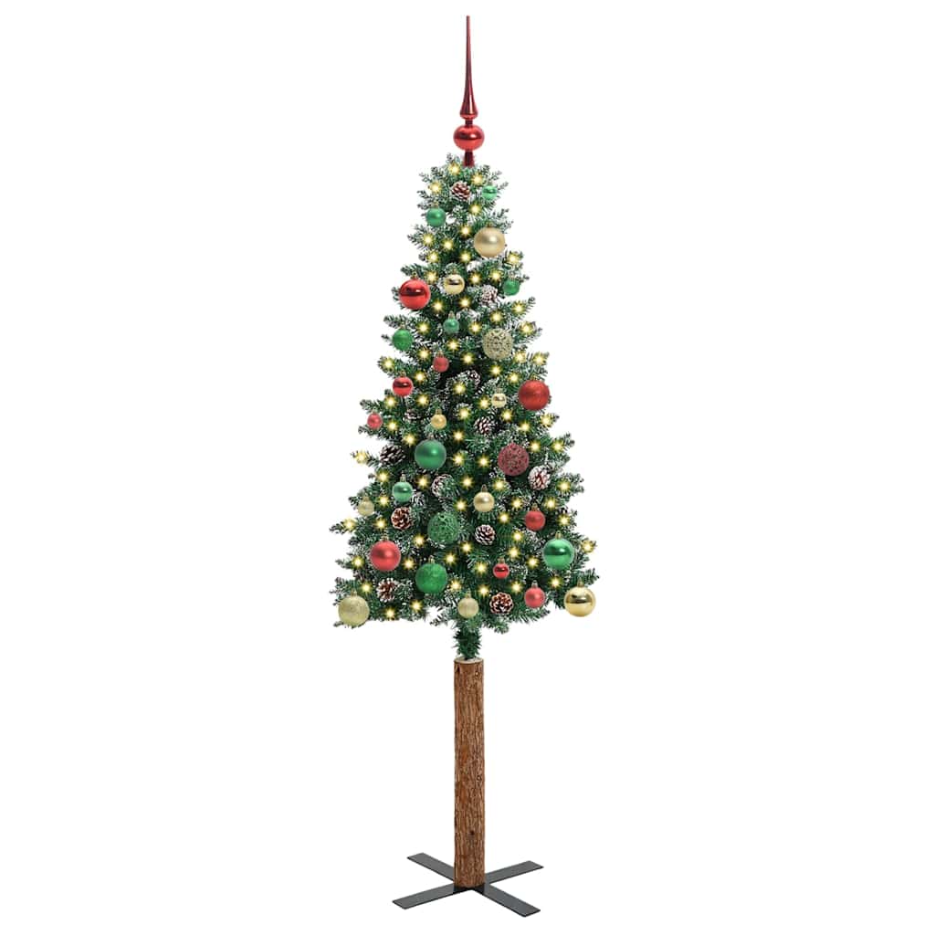 Slim Christmas Tree with 150 LEDs Green and White 150 cm