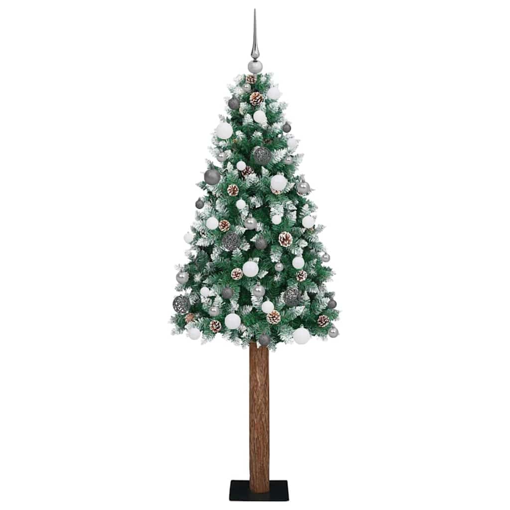 Slim Christmas Tree with 300 LEDs Green and White 180 cm