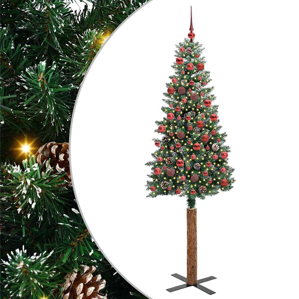 Slim Christmas Tree with 300 LEDs Green and White 180 cm