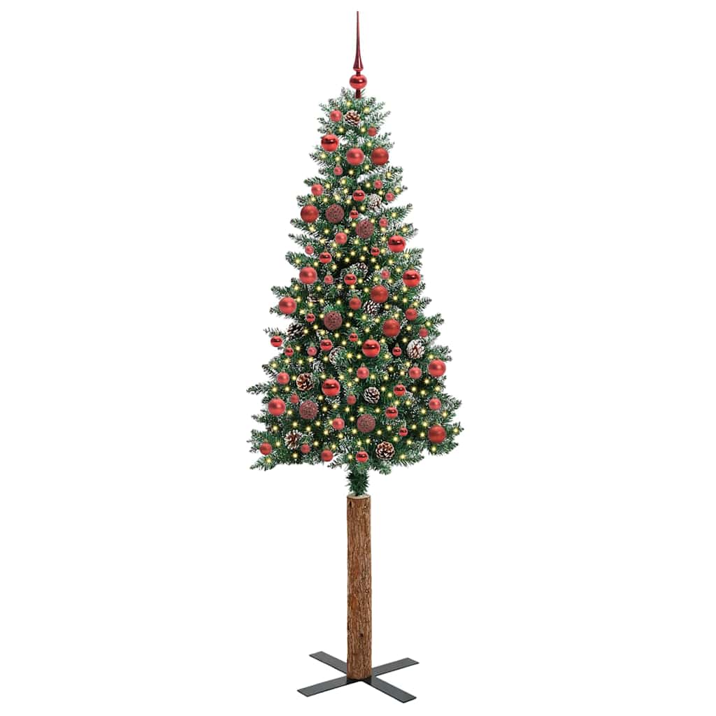 Slim Christmas Tree with 300 LEDs Green and White 180 cm