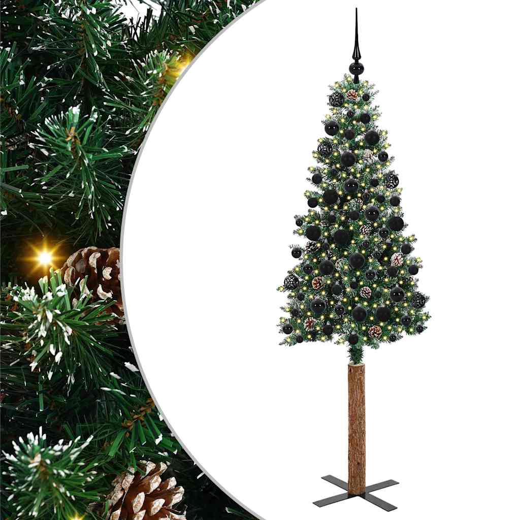 Slim Christmas Tree with 300 LEDs Green and White 180 cm