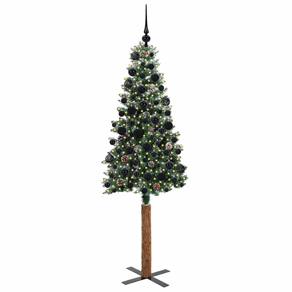 Slim Christmas Tree with 300 LEDs Green and White 180 cm