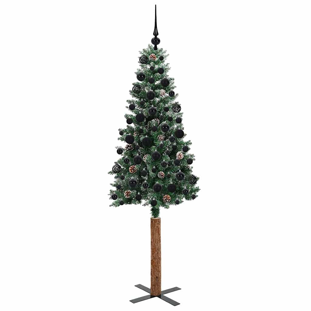 Slim Christmas Tree with 300 LEDs Green and White 180 cm