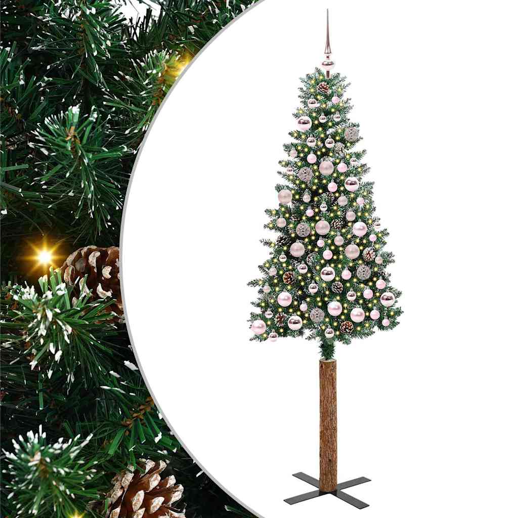 Slim Christmas Tree with 300 LEDs Green and White 180 cm
