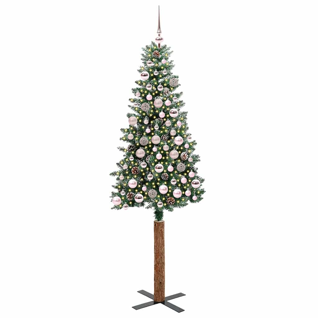 Slim Christmas Tree with 300 LEDs Green and White 180 cm