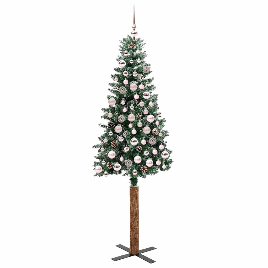 Slim Christmas Tree with 300 LEDs Green and White 180 cm