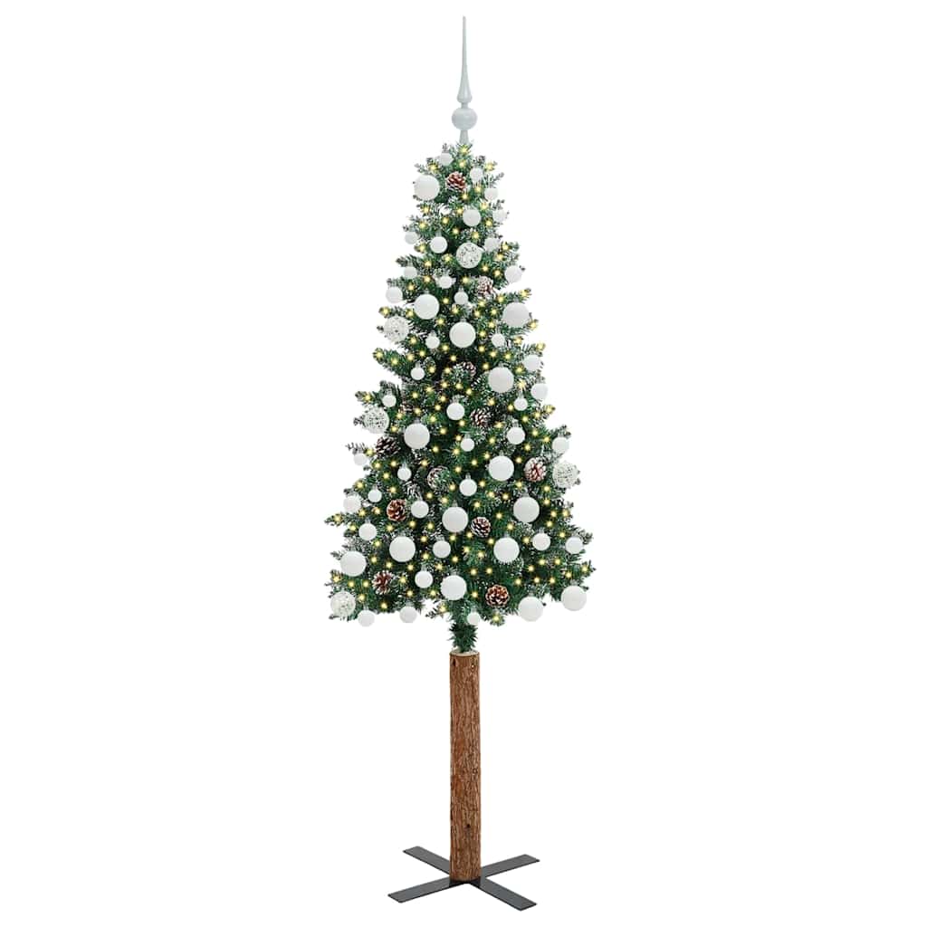 Slim Christmas Tree with 300 LEDs Green and White 180 cm