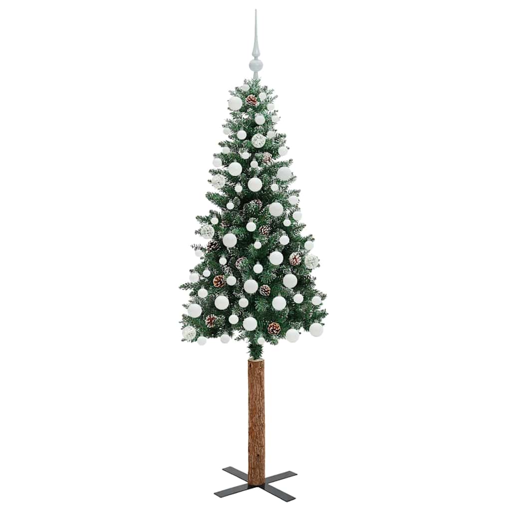 Slim Christmas Tree with 300 LEDs Green and White 180 cm