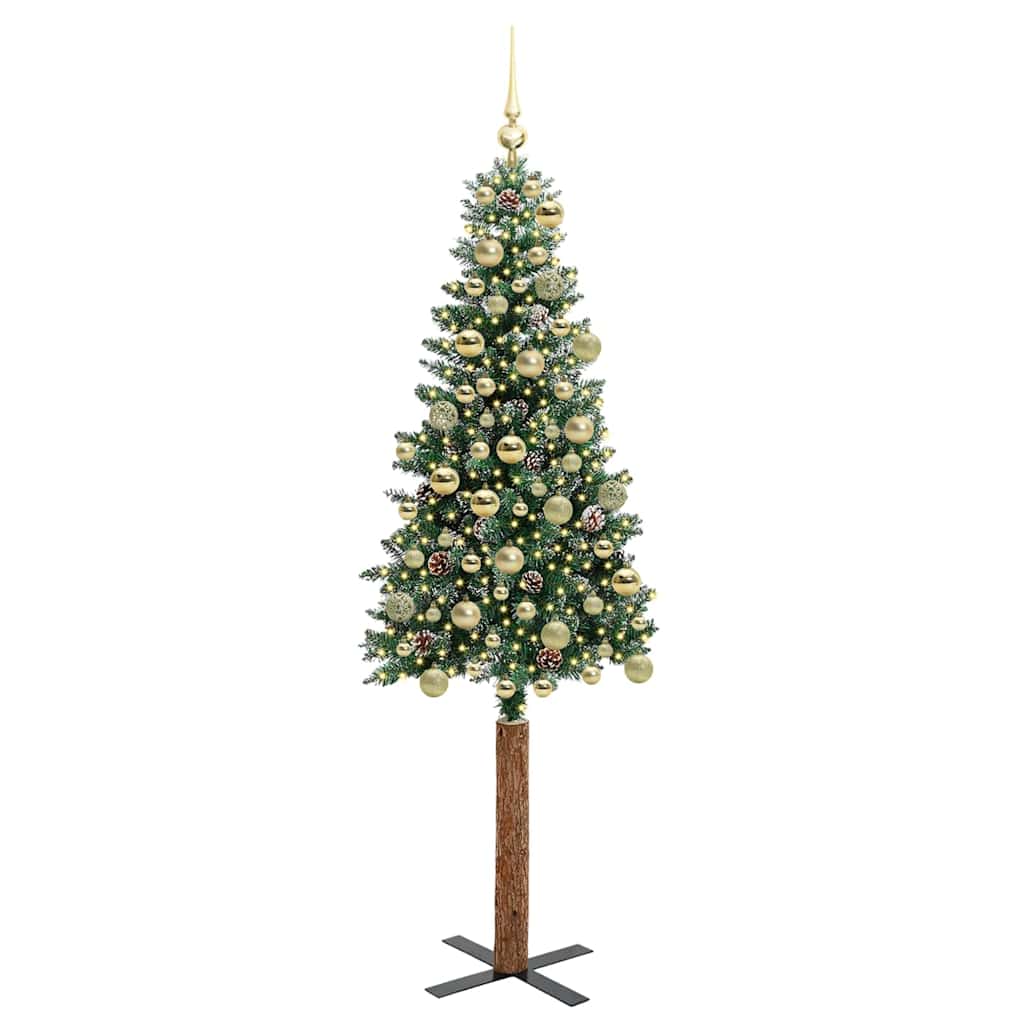 Slim Christmas Tree with 300 LEDs Green and White 180 cm