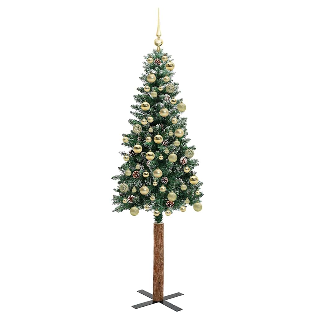Slim Christmas Tree with 300 LEDs Green and White 180 cm