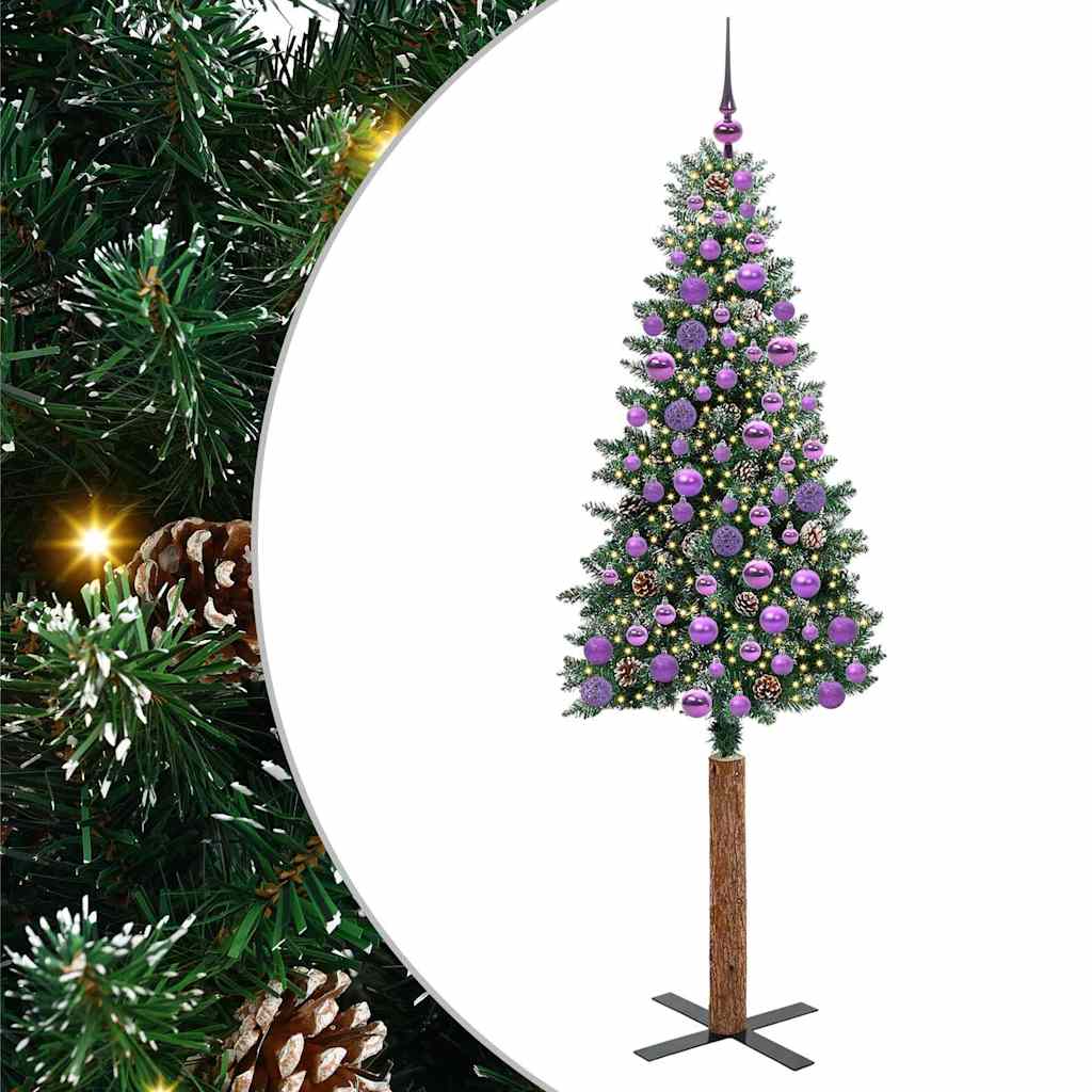 Slim Christmas Tree with 300 LEDs Green and White 180 cm