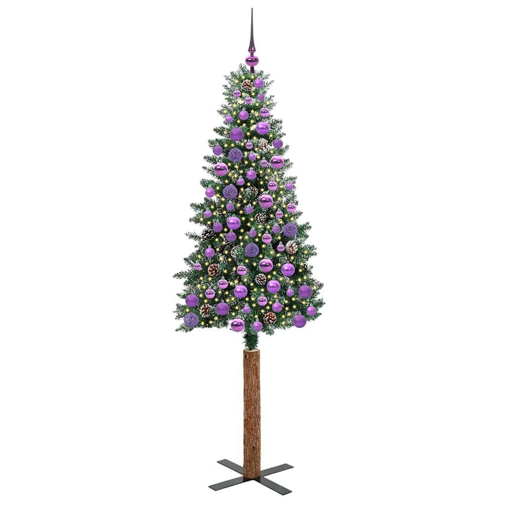 Slim Christmas Tree with 300 LEDs Green and White 180 cm
