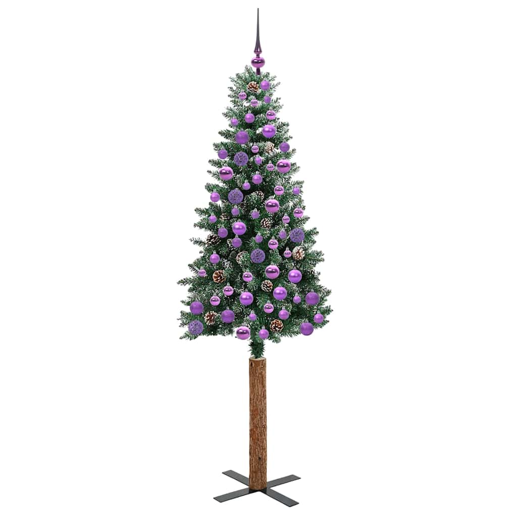 Slim Christmas Tree with 300 LEDs Green and White 180 cm