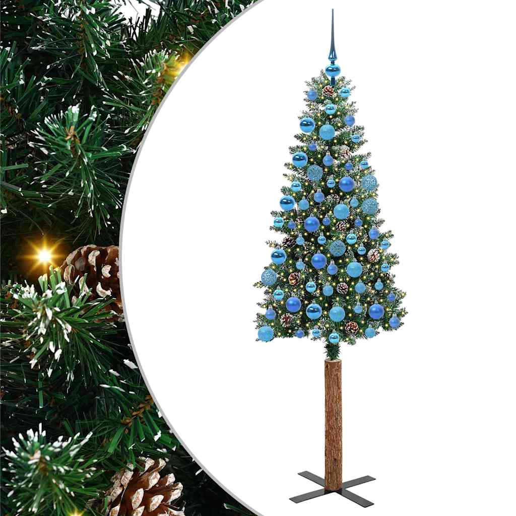 Slim Christmas Tree with 300 LEDs Green and White 180 cm