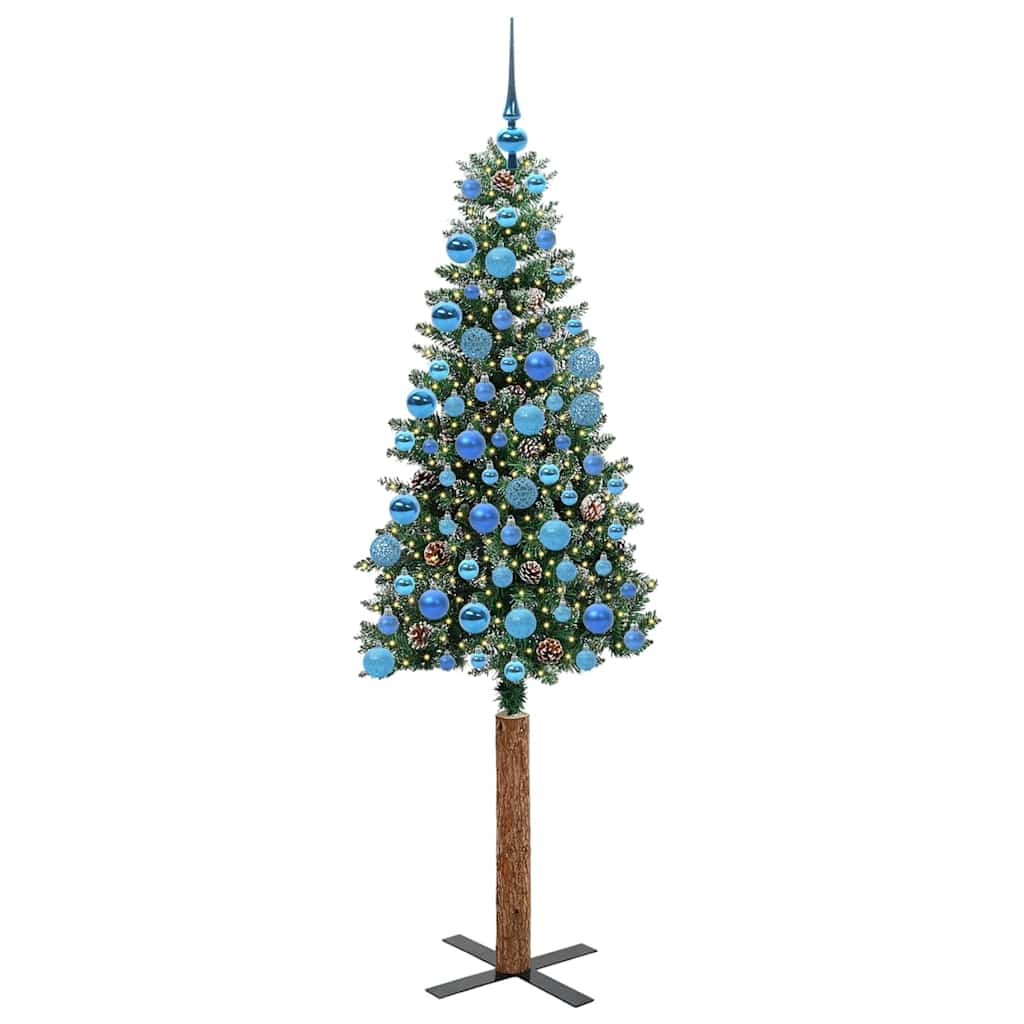 Slim Christmas Tree with 300 LEDs Green and White 180 cm