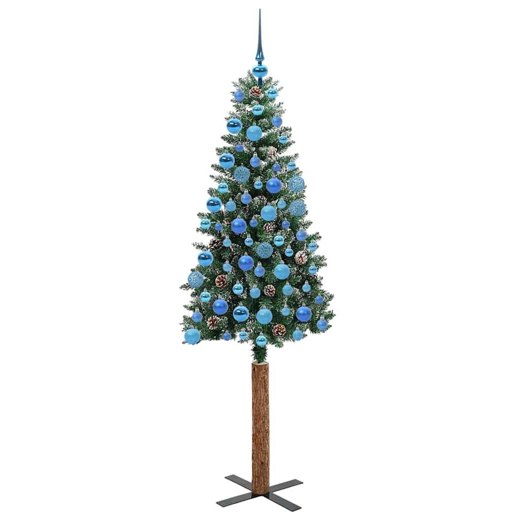 Slim Christmas Tree with 300 LEDs Green and White 180 cm