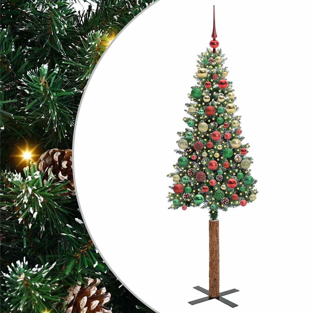 Slim Christmas Tree with 300 LEDs Green and White 180 cm