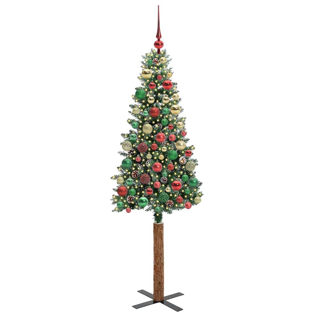 Slim Christmas Tree with 300 LEDs Green and White 180 cm