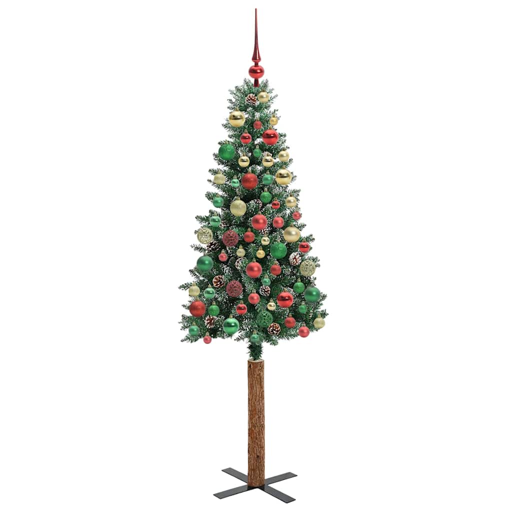 Slim Christmas Tree with 300 LEDs Green and White 180 cm