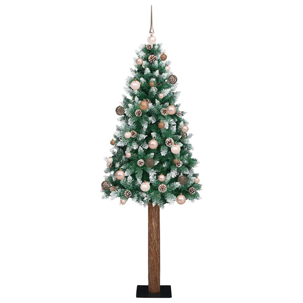Slim Christmas Tree with 300 LEDs Green and White 210 cm