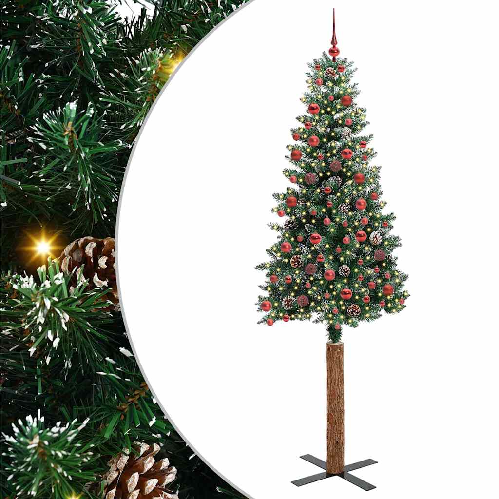 Slim Christmas Tree with 300 LEDs Green and White 210 cm