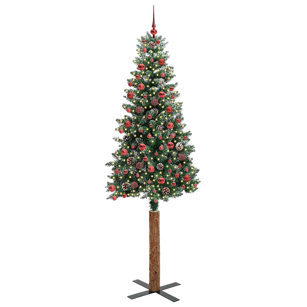 Slim Christmas Tree with 300 LEDs Green and White 210 cm