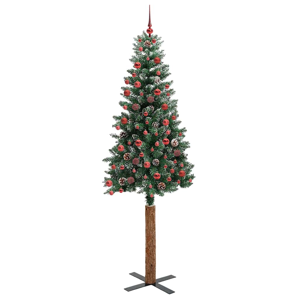 Slim Christmas Tree with 300 LEDs Green and White 210 cm