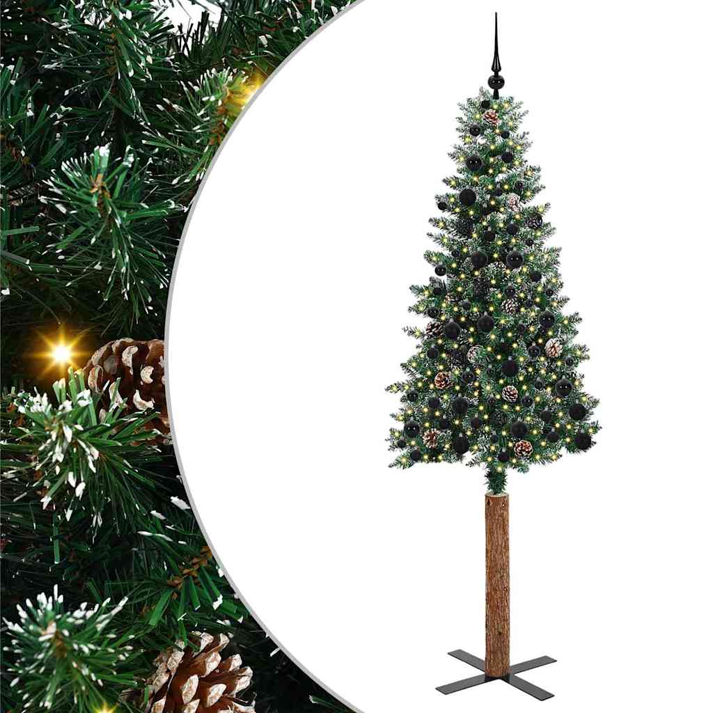 Slim Christmas Tree with 300 LEDs Green and White 210 cm