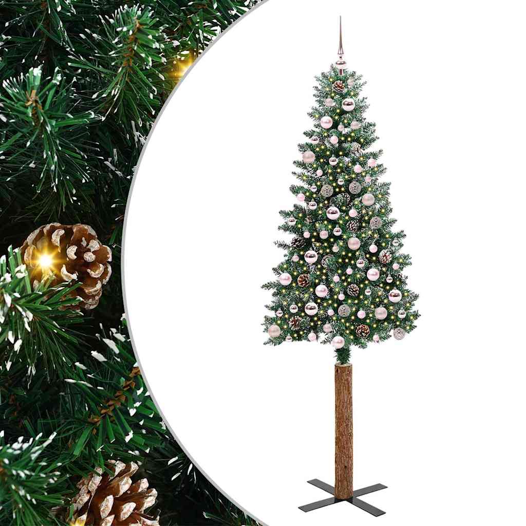 Slim Christmas Tree with 300 LEDs Green and White 210 cm