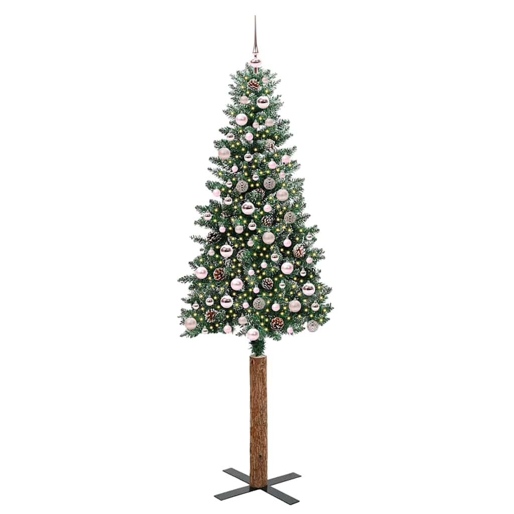 Slim Christmas Tree with 300 LEDs Green and White 210 cm