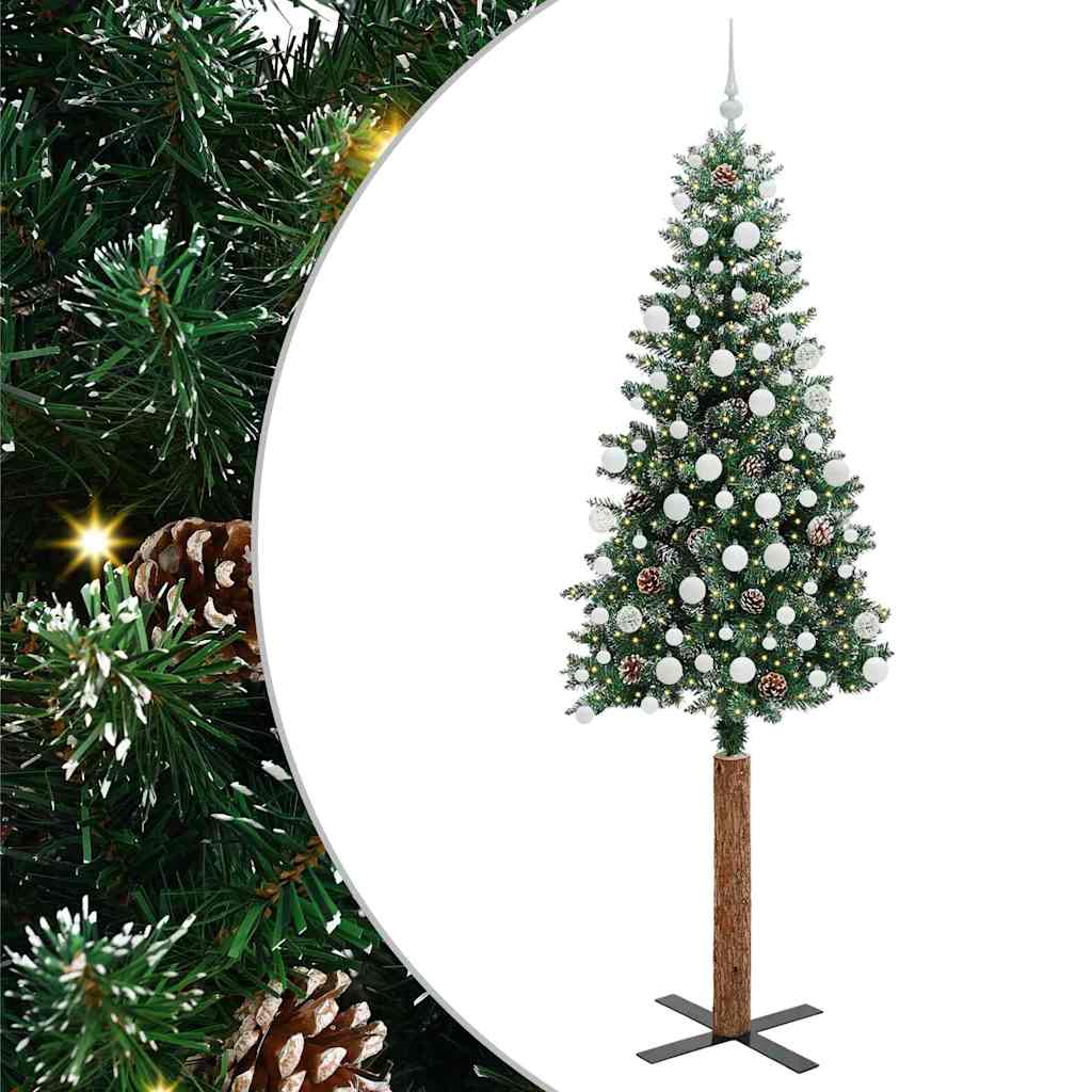 Slim Christmas Tree with 300 LEDs Green and White 210 cm