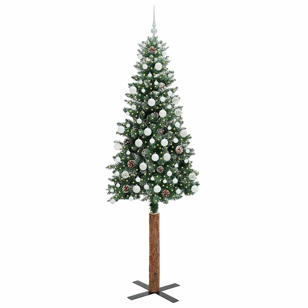 Slim Christmas Tree with 300 LEDs Green and White 210 cm