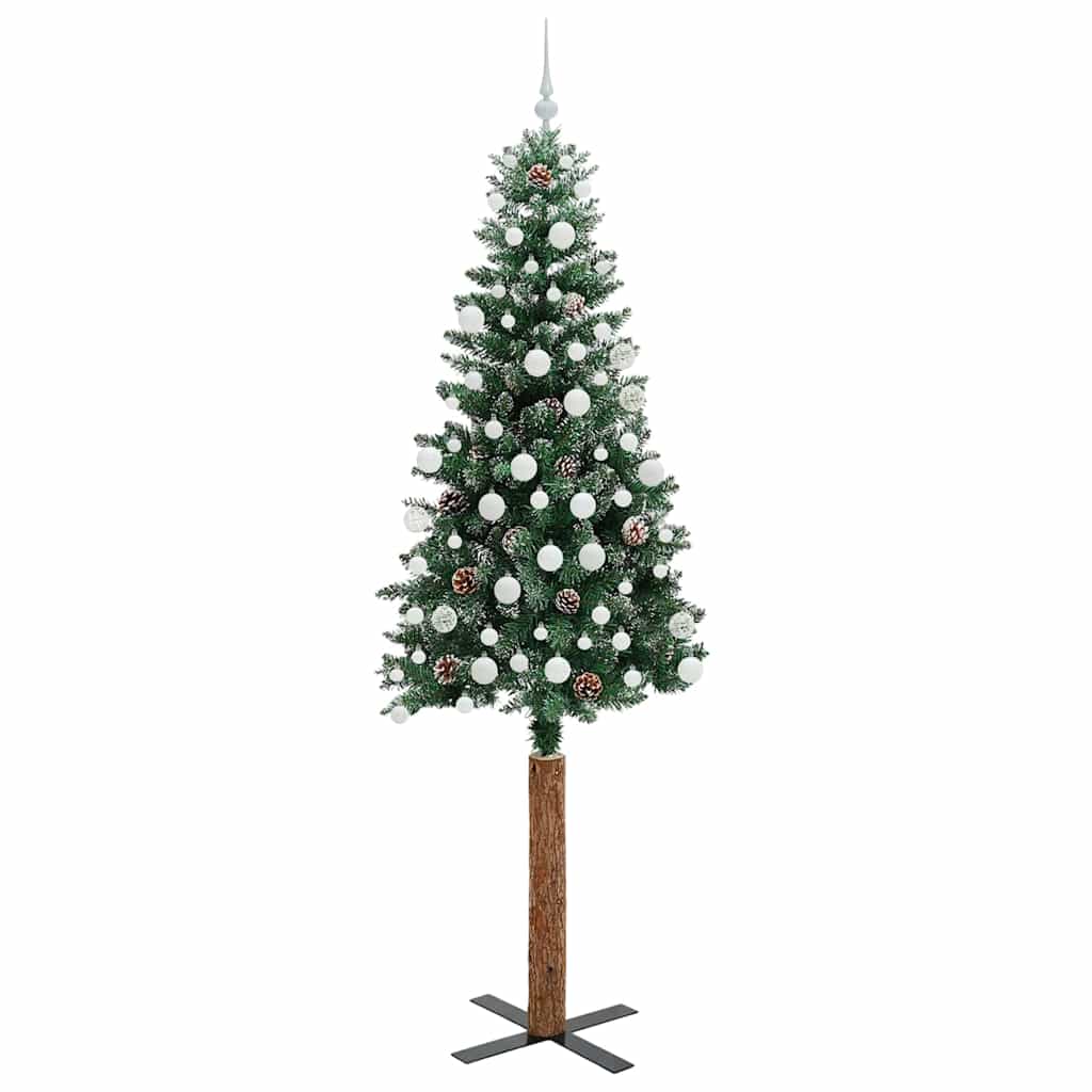 Slim Christmas Tree with 300 LEDs Green and White 210 cm