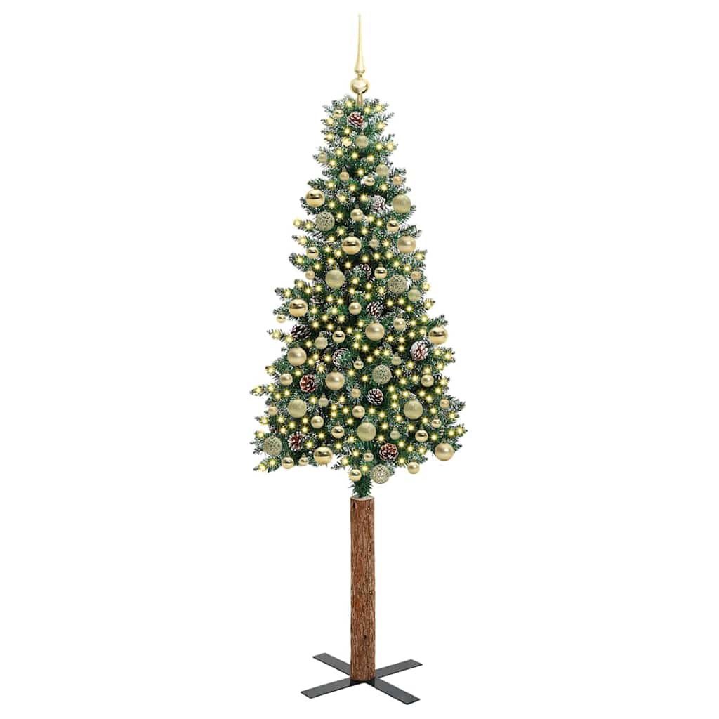 Slim Christmas Tree with 300 LEDs Green and White 210 cm