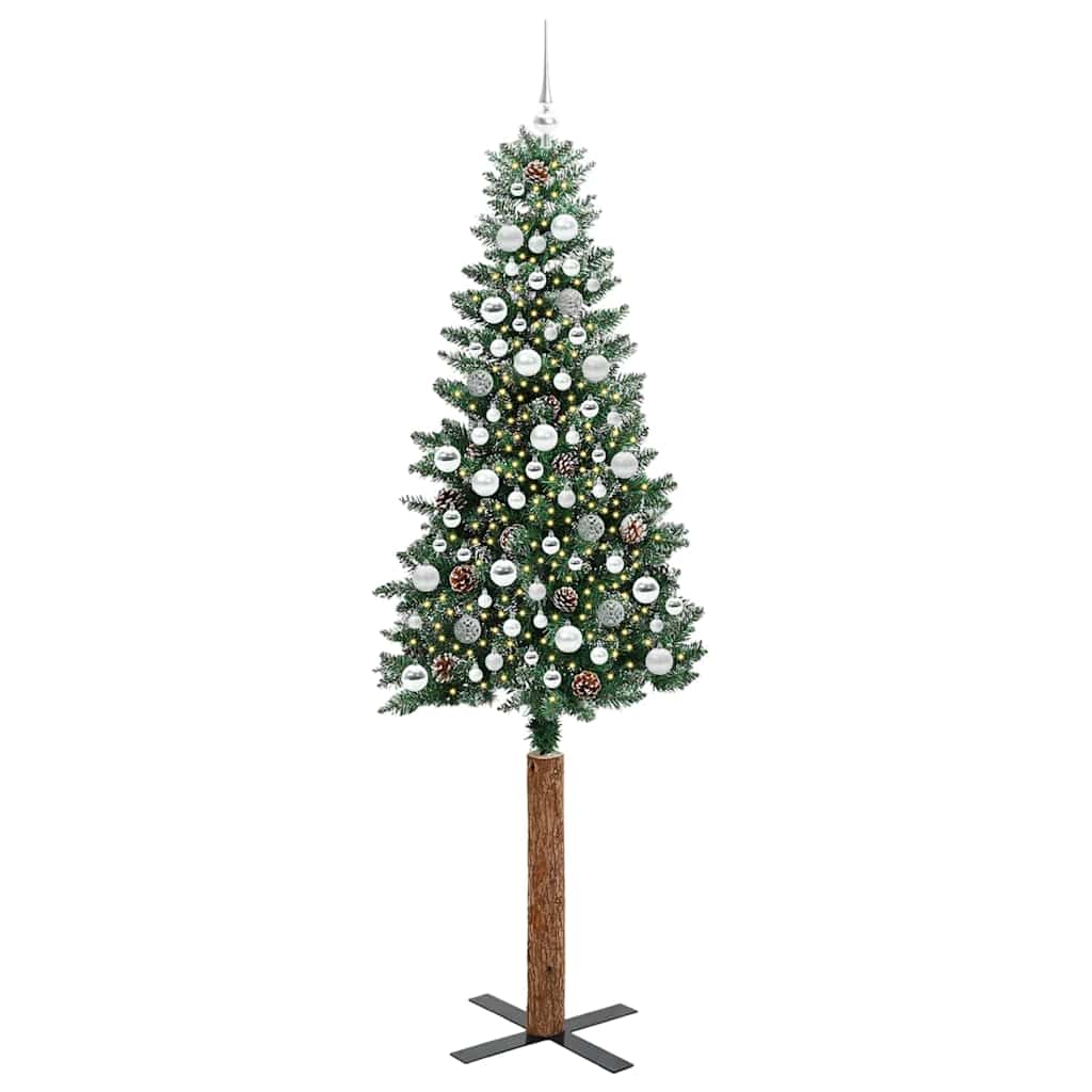 Slim Christmas Tree with 300 LEDs Green and White 210 cm