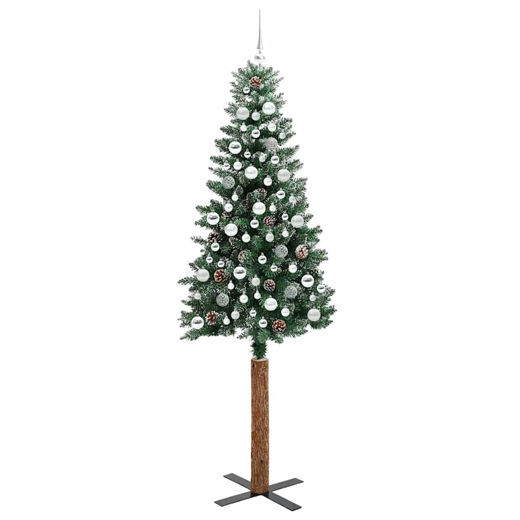 Slim Christmas Tree with 300 LEDs Green and White 210 cm