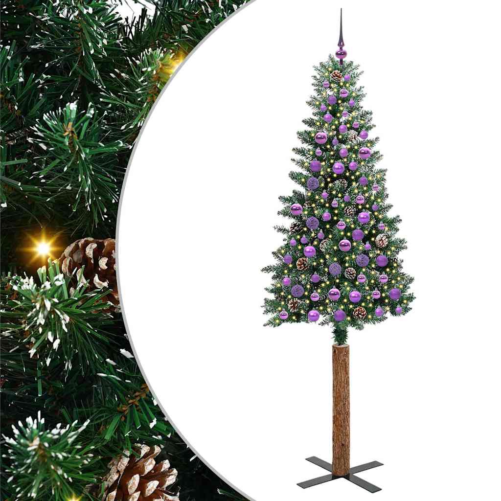 Slim Christmas Tree with 300 LEDs Green and White 210 cm